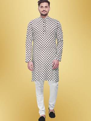 Men's printed cotton kurta set -jypore print 2