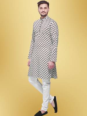 Men's printed cotton kurta set -jypore print 4