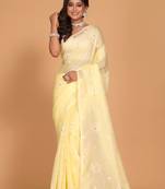 Kota embroidery sarees(Yellow)