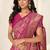 Magenta banarasi silk woven ethnic motif printed zari border saree with unstitched blouse piece