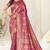 Magenta banarasi silk woven ethnic motif printed zari border saree with unstitched blouse piece