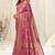 Magenta banarasi silk woven ethnic motif printed zari border saree with unstitched blouse piece