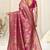 Magenta banarasi silk woven ethnic motif printed zari border saree with unstitched blouse piece
