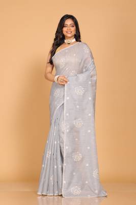 Kota embroidery sarees(Grey) 1
