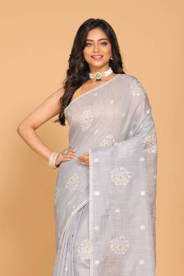 Kota embroidery sarees(Grey) 2
