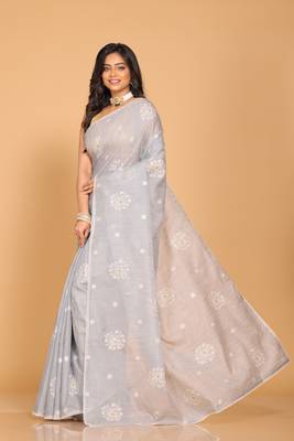 Kota embroidery sarees(Grey) 3