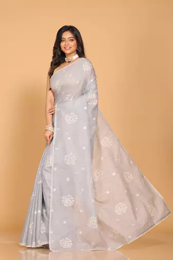 Kota embroidery sarees(Grey)
