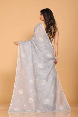 Kota embroidery sarees(Grey) 4