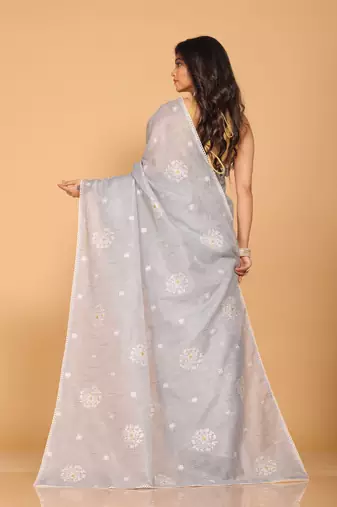 Kota embroidery sarees(Grey)