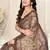Brown chiffon leaf floral print saree with unstitched blouse piece