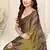 Mustard chiffon ikkat print geometric saree with unstitched blouse piece