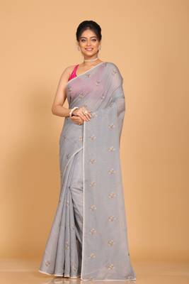Kota embroidery sarees(Grey) 1