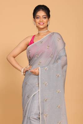Kota embroidery sarees(Grey) 2