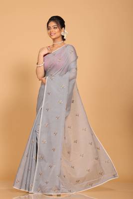Kota embroidery sarees(Grey) 3