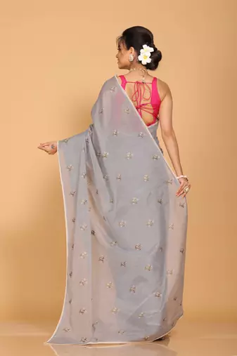 Kota embroidery sarees(Grey)