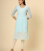 Sky blue colour georgette fabric chikankari embroidery work ethnic festive casual kurti