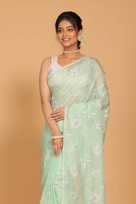 Kota embroidery sarees(Green) 2