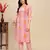 Pink colour beautiful printed smart cotton fabric kurta set for trendy college girl