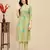 Green colour beautiful printed smart cotton fabric kurta set for trendy college girl