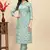 Green colour beautiful printed smart cotton fabric kurta set for trendy college girl
