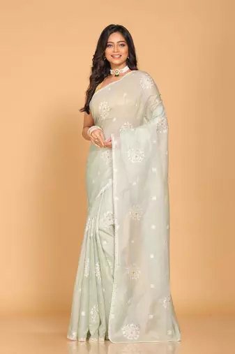 Kota embroidery sarees(Green)