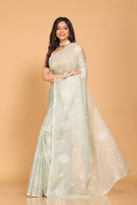 Kota embroidery sarees(Green) 3
