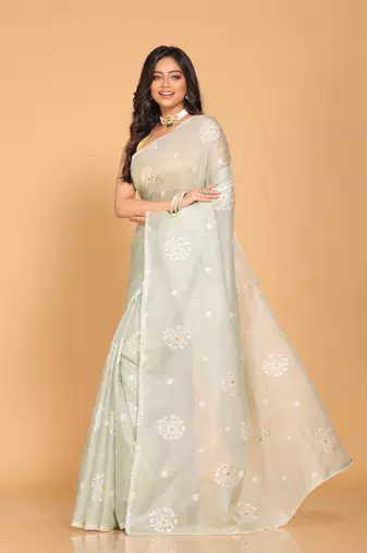 Kota embroidery sarees(Green)
