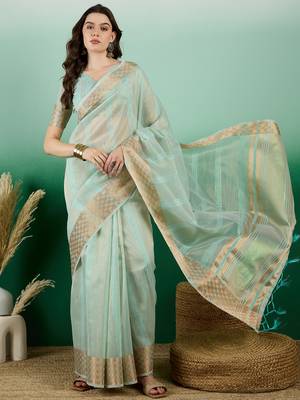 Beige Traditional Khadi Organza c Zari Woven Saree Festive Traditional Looks 1