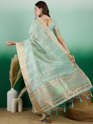 Beige Traditional Khadi Organza c Zari Woven Saree Festive Traditional Looks 2