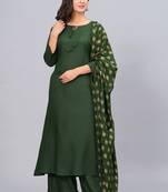 Viscose rayon solid kurta palazzo with printed dupatta