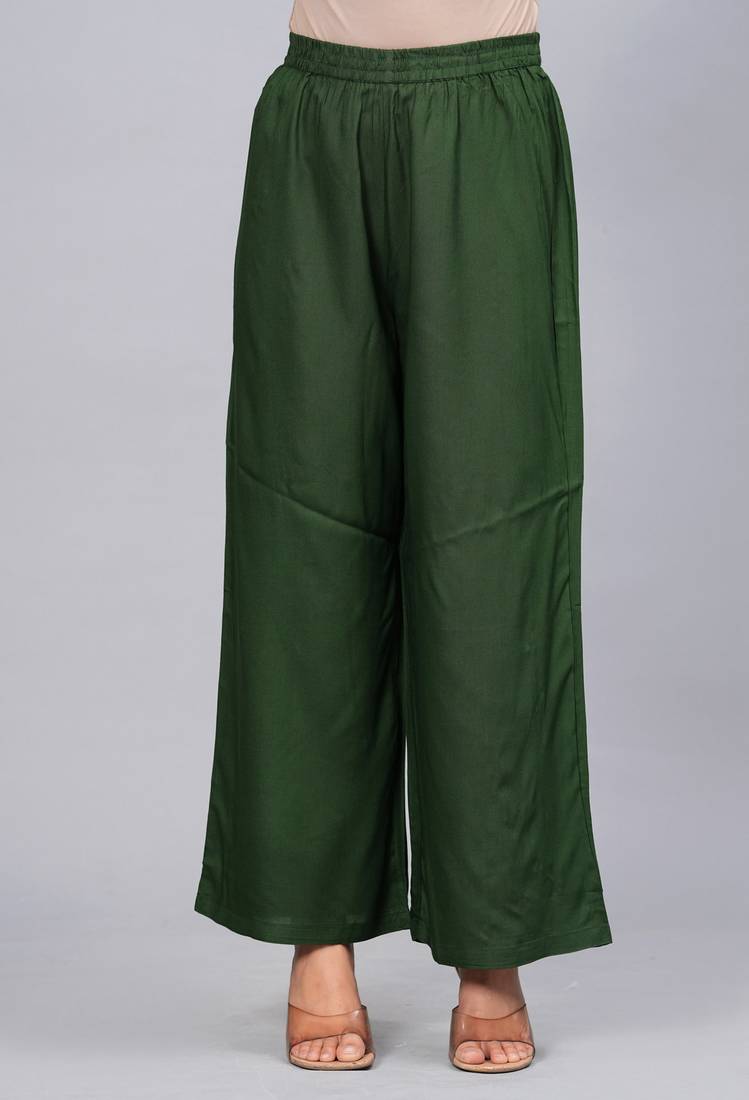 Viscose rayon solid kurta palazzo with printed dupatta