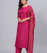 Viscose rayon solid kurta palazzo with printed dupatta