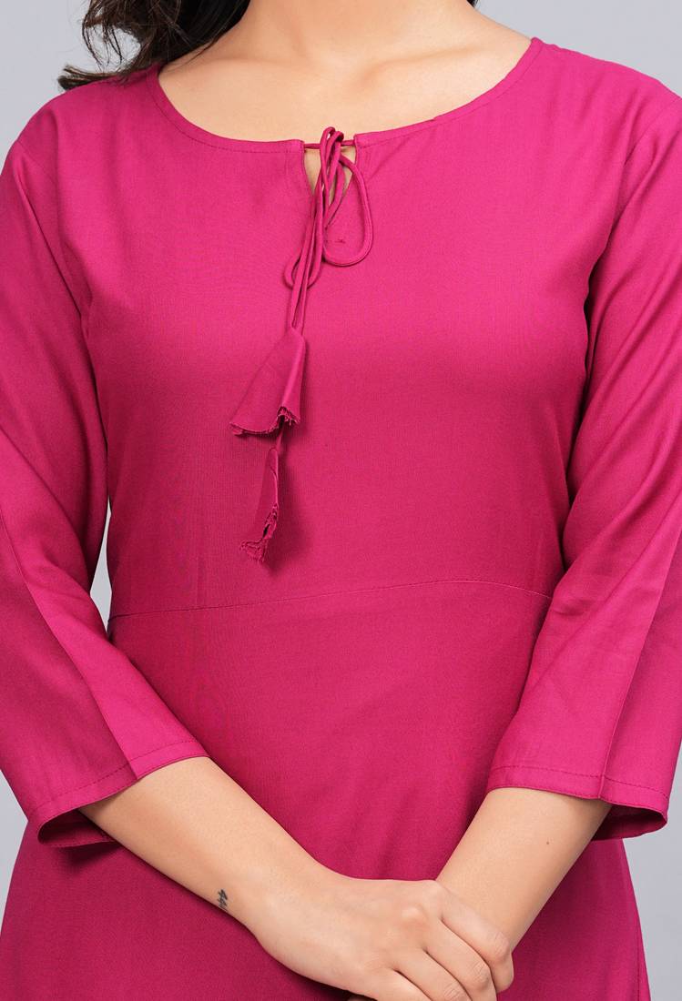 Viscose rayon solid kurta palazzo with printed dupatta