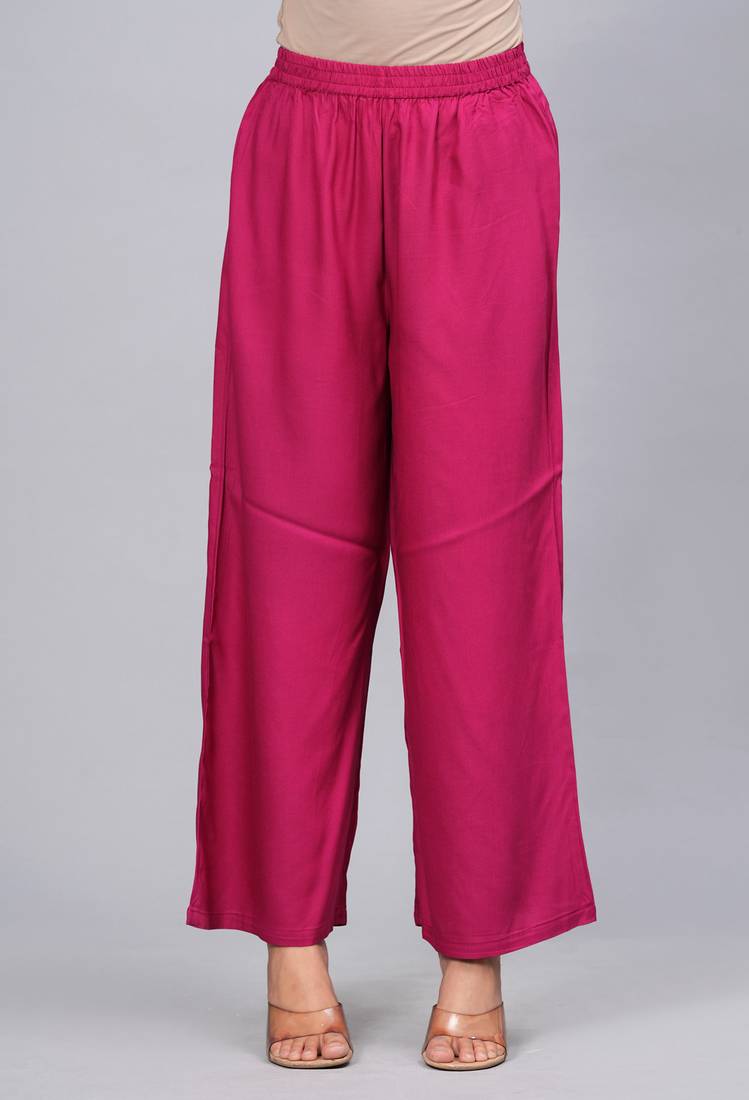 Viscose rayon solid kurta palazzo with printed dupatta