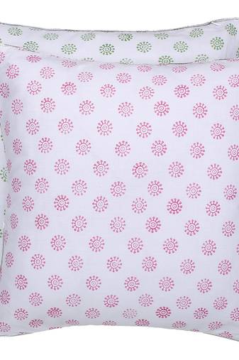 Green Pink Block printed Reversible Cushion Cover (Set of 2pcs)