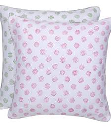 Green Pink Block printed Reversible Cushion Cover (Set of 2pcs)