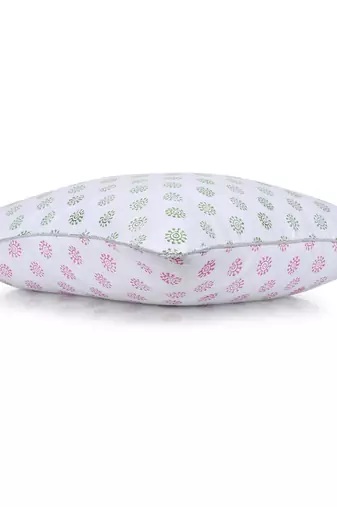 Green Pink Block printed Reversible Cushion Cover (Set of 2pcs)