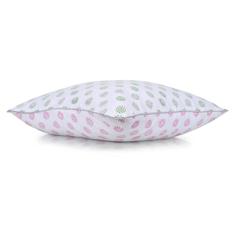 Green Pink Block printed Reversible Cushion Cover (Set of 2pcs)