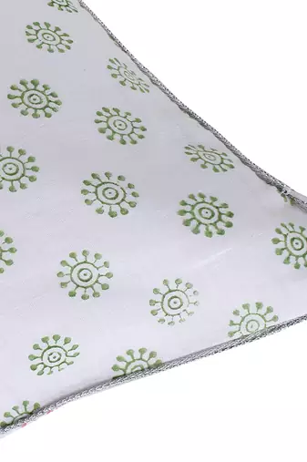Green Pink Block printed Reversible Cushion Cover (Set of 2pcs)