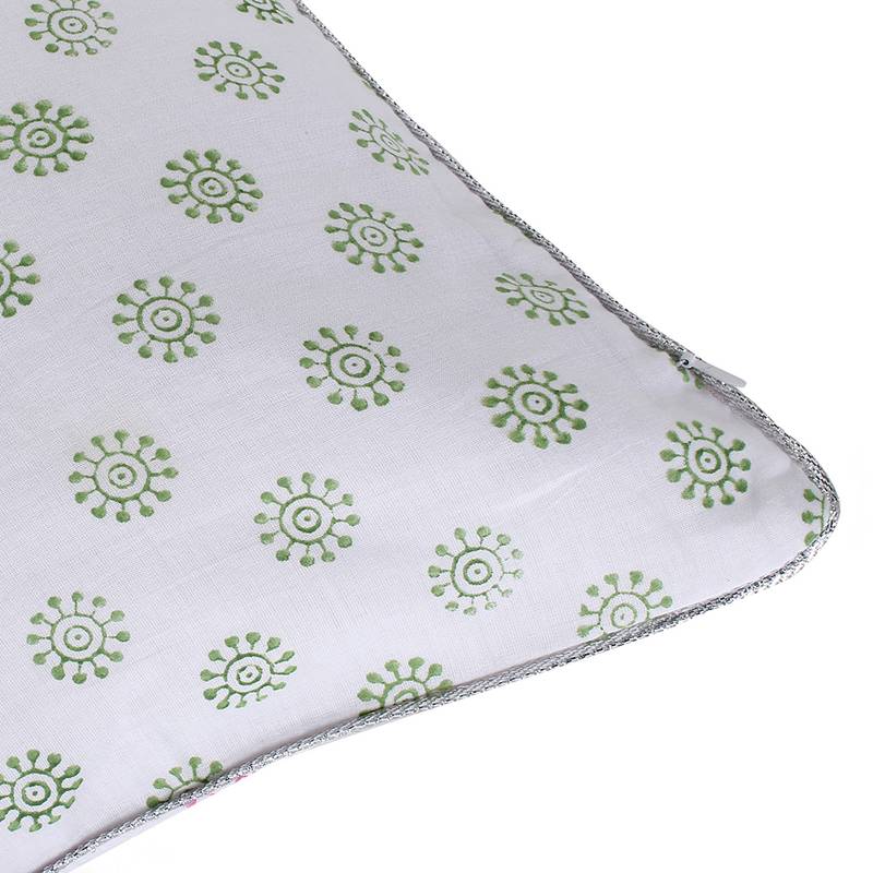 Green Pink Block printed Reversible Cushion Cover (Set of 2pcs)