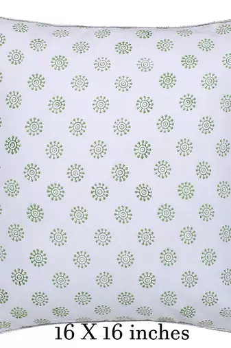 Green Pink Block printed Reversible Cushion Cover (Set of 2pcs)