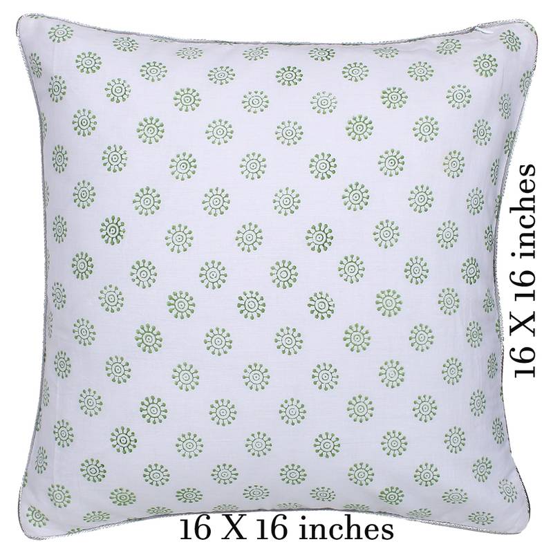 Green Pink Block printed Reversible Cushion Cover (Set of 2pcs)