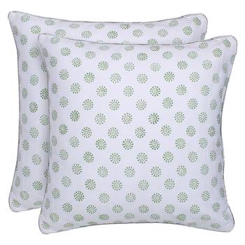Green Pink Block printed Reversible Cushion Cover (Set of 2pcs) 5