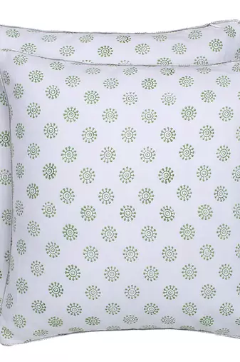 Green Pink Block printed Reversible Cushion Cover (Set of 2pcs)
