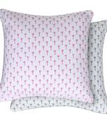 Pink Green Block printed Reversible Cushion Cover (Set of 2pcs)