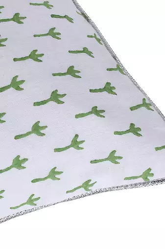 Pink Green Block printed Reversible Cushion Cover (Set of 2pcs)