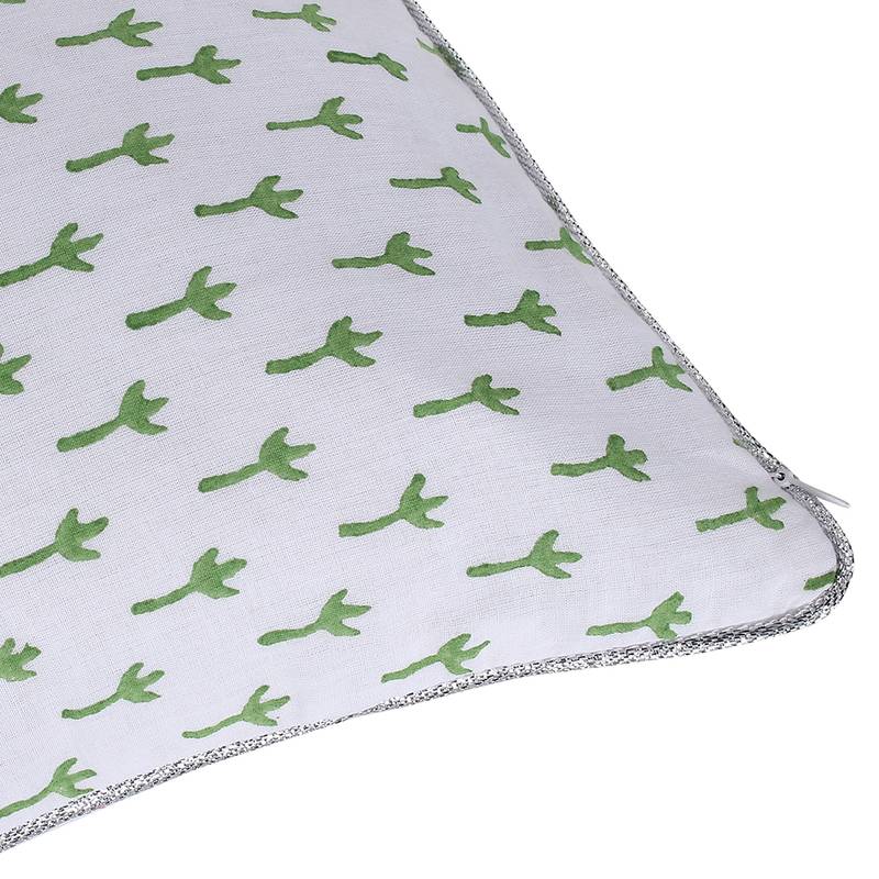 Pink Green Block printed Reversible Cushion Cover (Set of 2pcs)