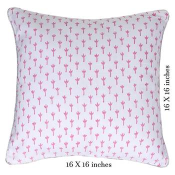 Pink Green Block printed Reversible Cushion Cover (Set of 2pcs) 4