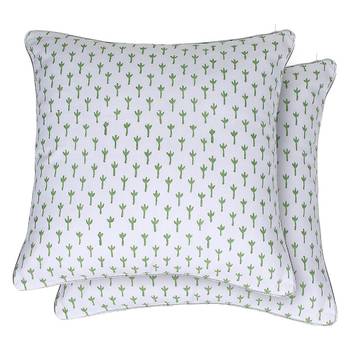 Pink Green Block printed Reversible Cushion Cover (Set of 2pcs) 5