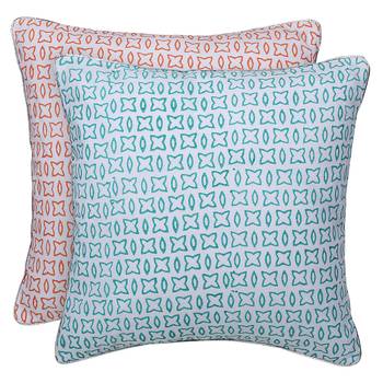 Green orange Block printed Reversible Cushion Cover (Set of 2 pcs) 1